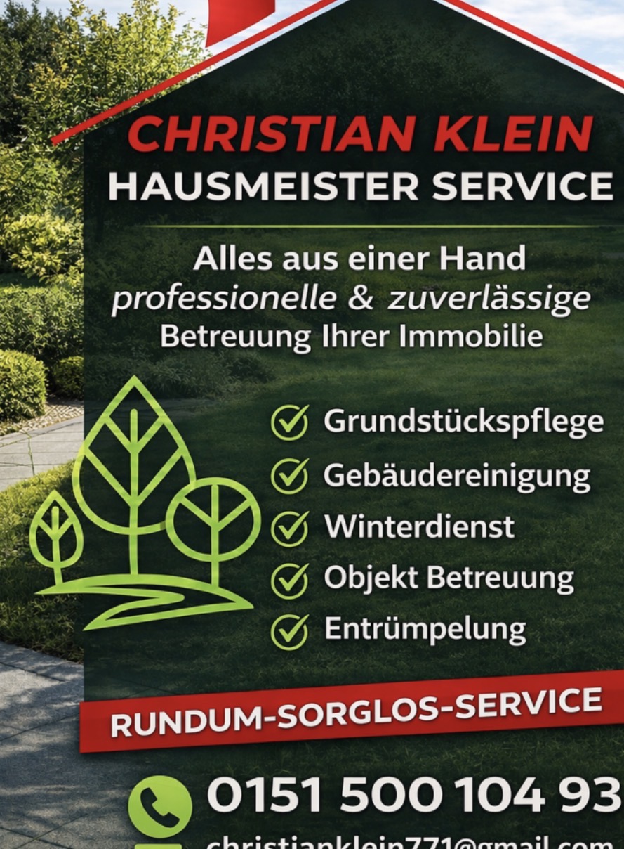 Werbeschild Hausmeisterservice Christian Klein